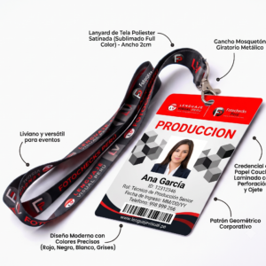Lanyard de 2 cm con Fotocheck en PVC a full